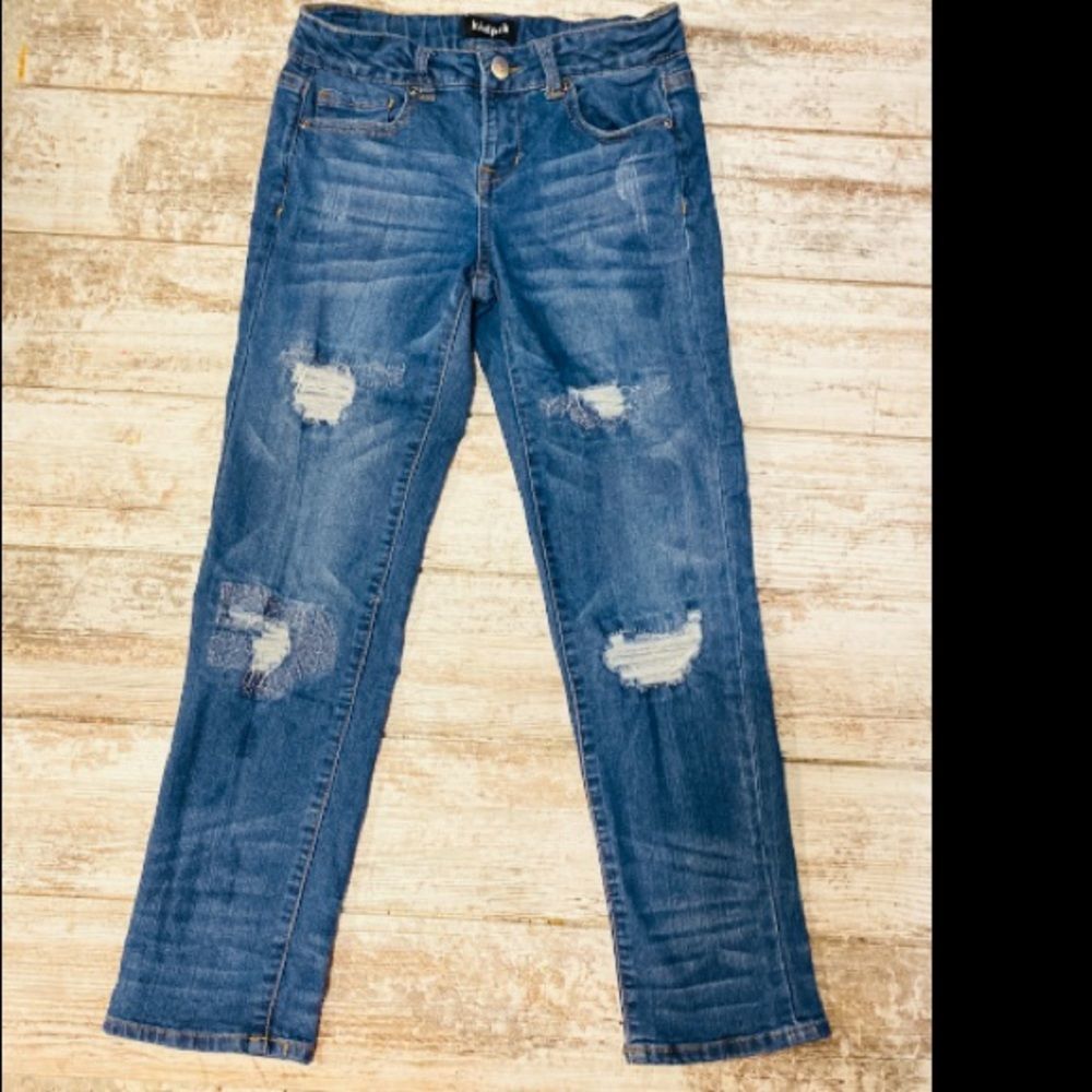 KIDPIK Jeans | Distressed & Reinforced Knees | Youth Girls | Size 8